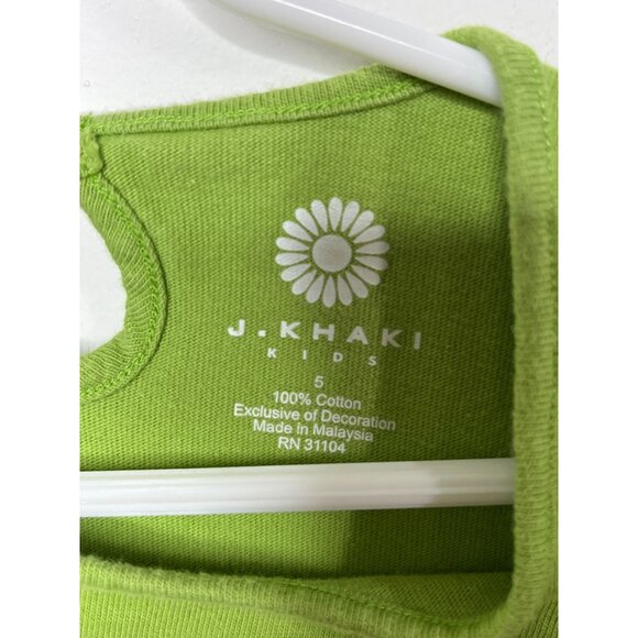 J Khaki Kids Dress | Girls 5 | Green Long Sleeve Owl Print Tiered Cotton - Picture 6 of 15